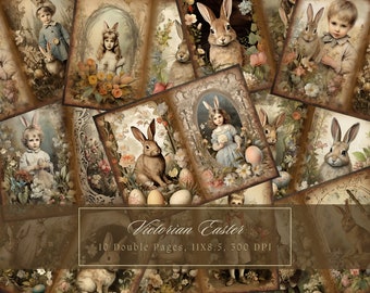 Victorian Easter Bunny Junk Journal Kit Pages, Vintage Easter Ephemera ...