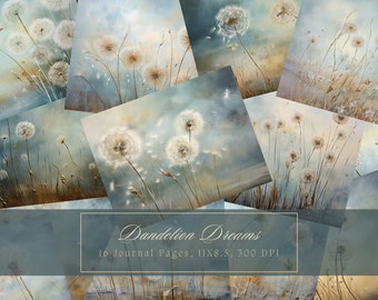 Dandelion Botanical Junk Journal Kit Beautiful Garden Digital Paper Scrapbooking Printable Paper Ephemera Journal Pages Instant Download