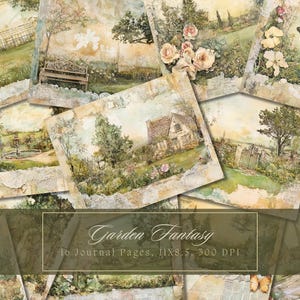 Kit de diário botânico aquarela, papel digital com efeito de estufa, renda, scrapbooking, flores silvestres, vintage, floral, páginas para impressão, download instantâneo
