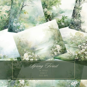 Aquarela floresta lixo diário papel floresta fundo diário páginas imprimíveis lixo diário kit árvores papel digital para scrapbooking