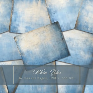 Blue Vintage Paper Junk Journal Kit Digital Paper Texture Grunge Sheets Scrapbooking Vintage Ephemera Shabby Pages Journal Instant Download