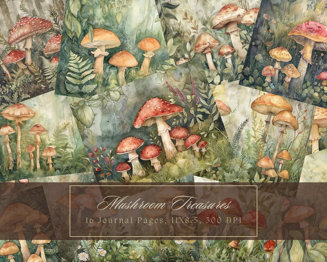 Mushroom Junk Journal Kit Vintage Botanical Toadstool Journal Digital ...