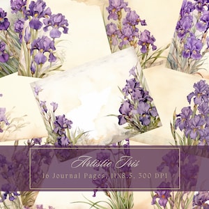 Kit di diario spazzatura botanica Iris Bella carta floreale digitale Scrapbooking Carta stampabile Ephemera Journal Pagine Download istantaneo