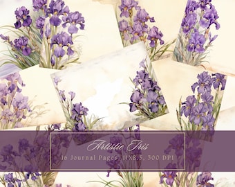 Iris Botanical Junk Journal Kit Beautiful Floral Digital Paper Scrapbooking Printable Paper Ephemera Journal Pages Instant Download