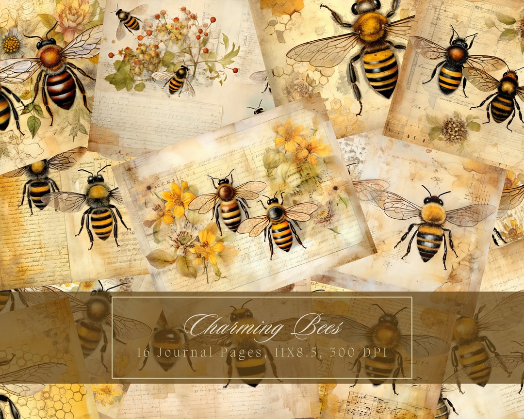Rustic Bees Junk Journal Kit Vintage Ephemera Journal Digital Paper for ...