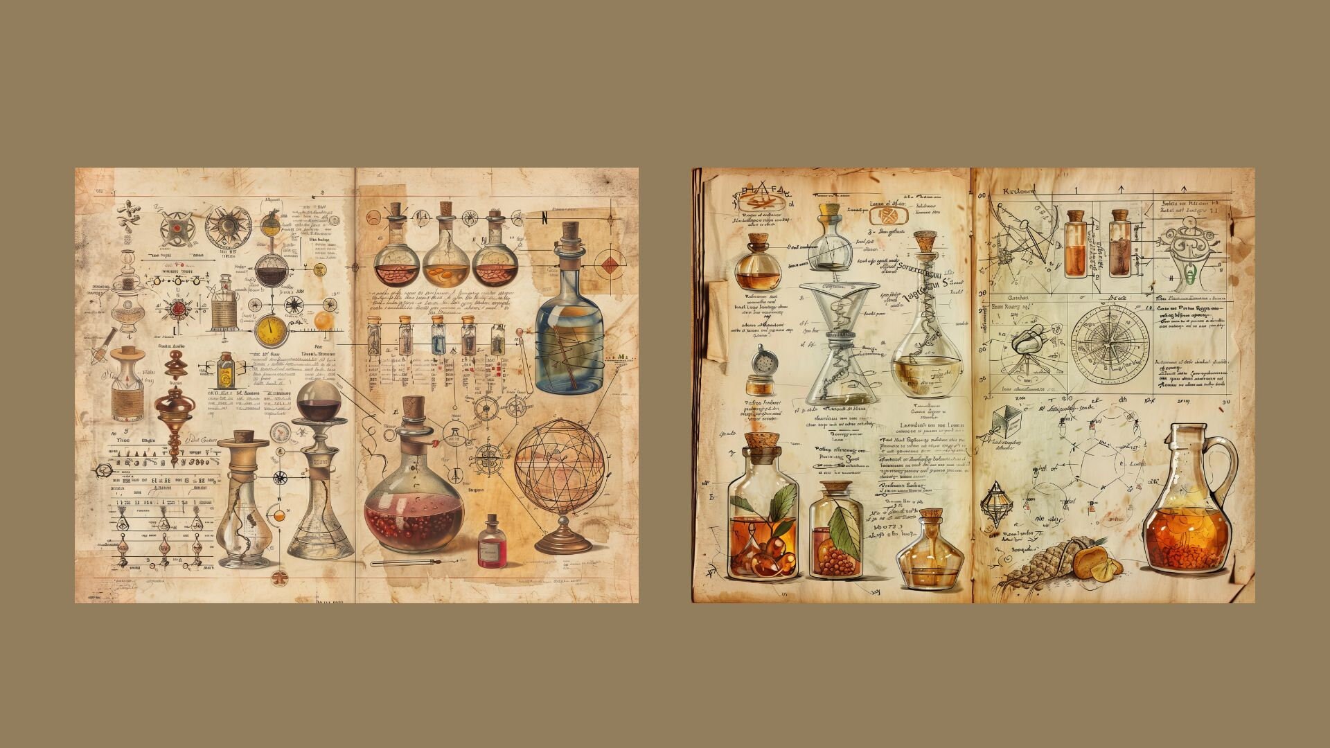 Alchemy Junk Journal Kit Apothecary Bottles Pages Watercolor Potions ...