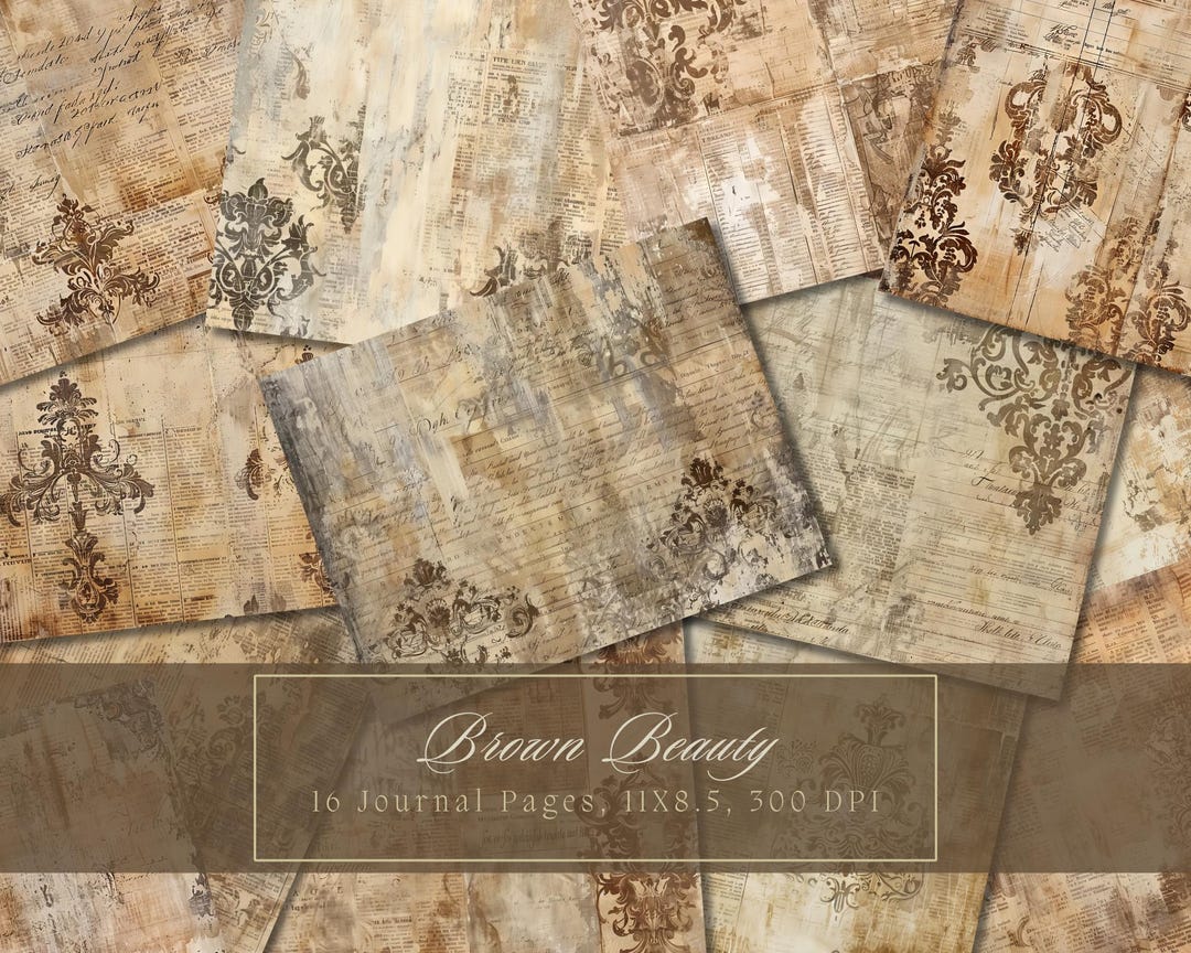 Brown Vintage Junk Journal Kit Digital Paper Texture Grunge ...