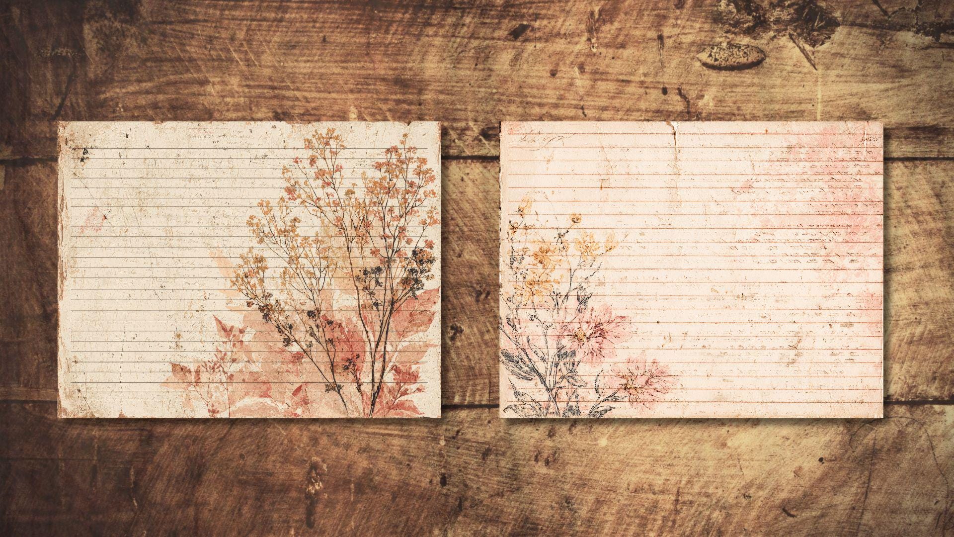 Pink Vintage Paper Junk Journal Kit Digital Floral Texture Grunge ...