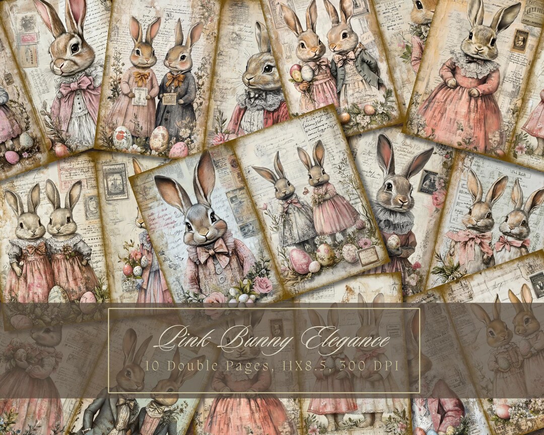 Easter Bunnies Junk Journal Kit Easter Eggs Vintage Ephemera Bunny ...