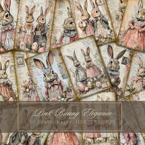 Kit de journal indésirable lapins de Pâques oeufs de Pâques journal vintage éphémère lapin papier numérique pour scrapbooking lapin victorien pages imprimables