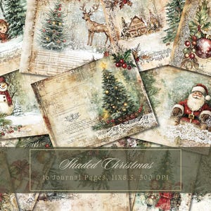 Victorian Christmas Junk Journal Kit Winter Vintage Ephemera Watercolor Digital Paper Scrapbooking Printable Shabby Page Collage Shabby Chic
