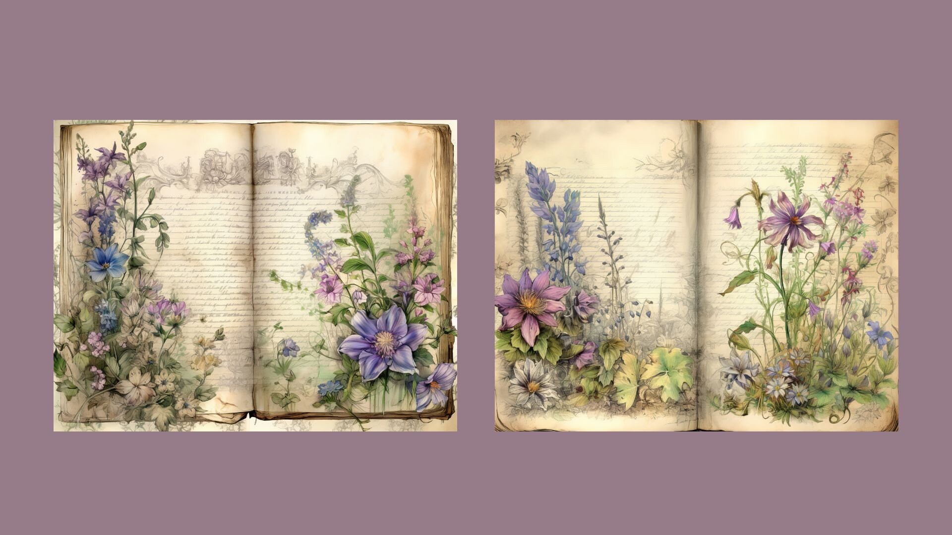 Wildflower Junk Journal Kit Floral Double Journal Pages Flower Digital ...