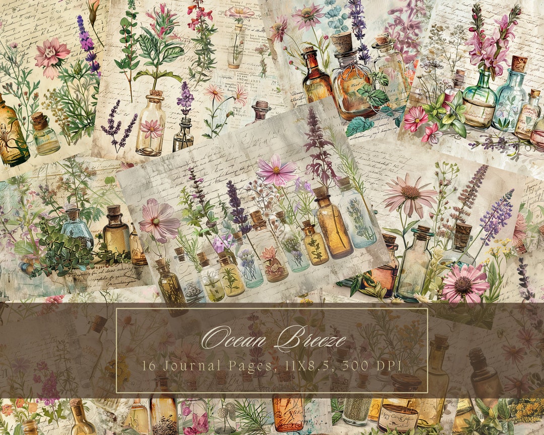 Botanical Potions Junk Journal Kit Herbal Journal Page Vintage ...