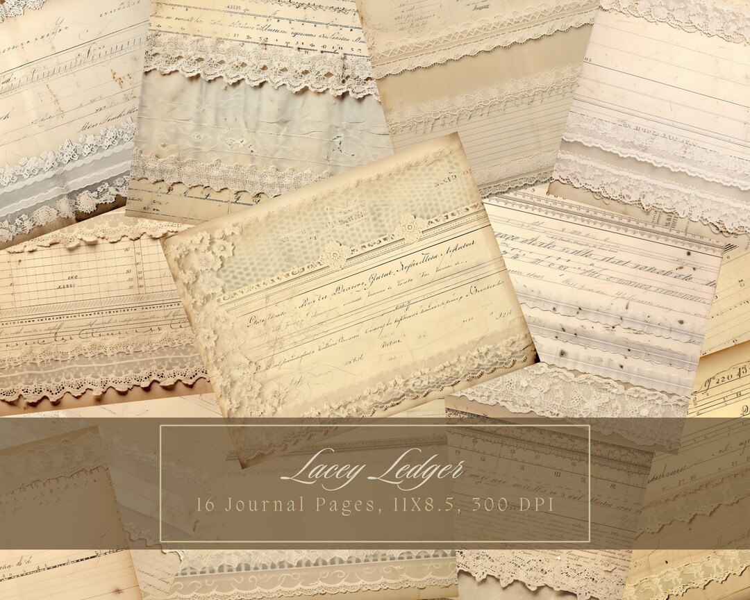 Shabby Chic Junk Journal Kit Beige Vintage Lace Ephemera Collage Sheets ...