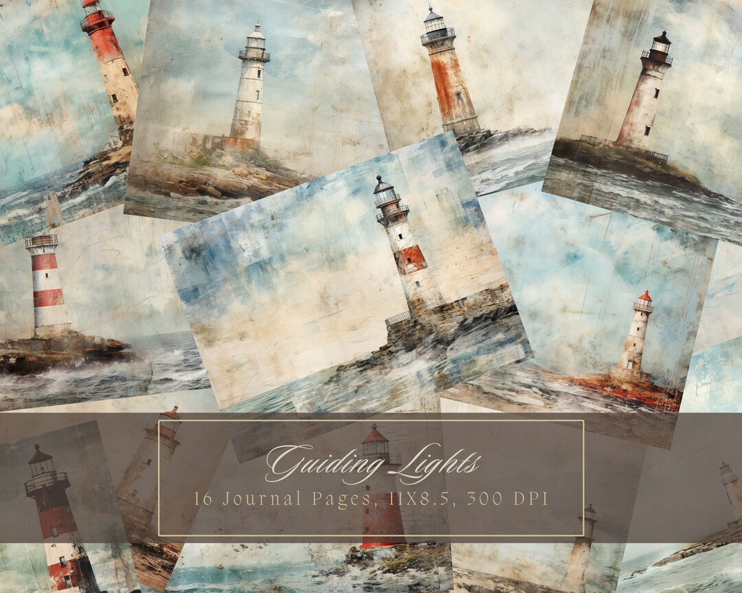Vintage Lighthouse Junk Journal Kit Shabby Chic Ocean Journal Pages ...