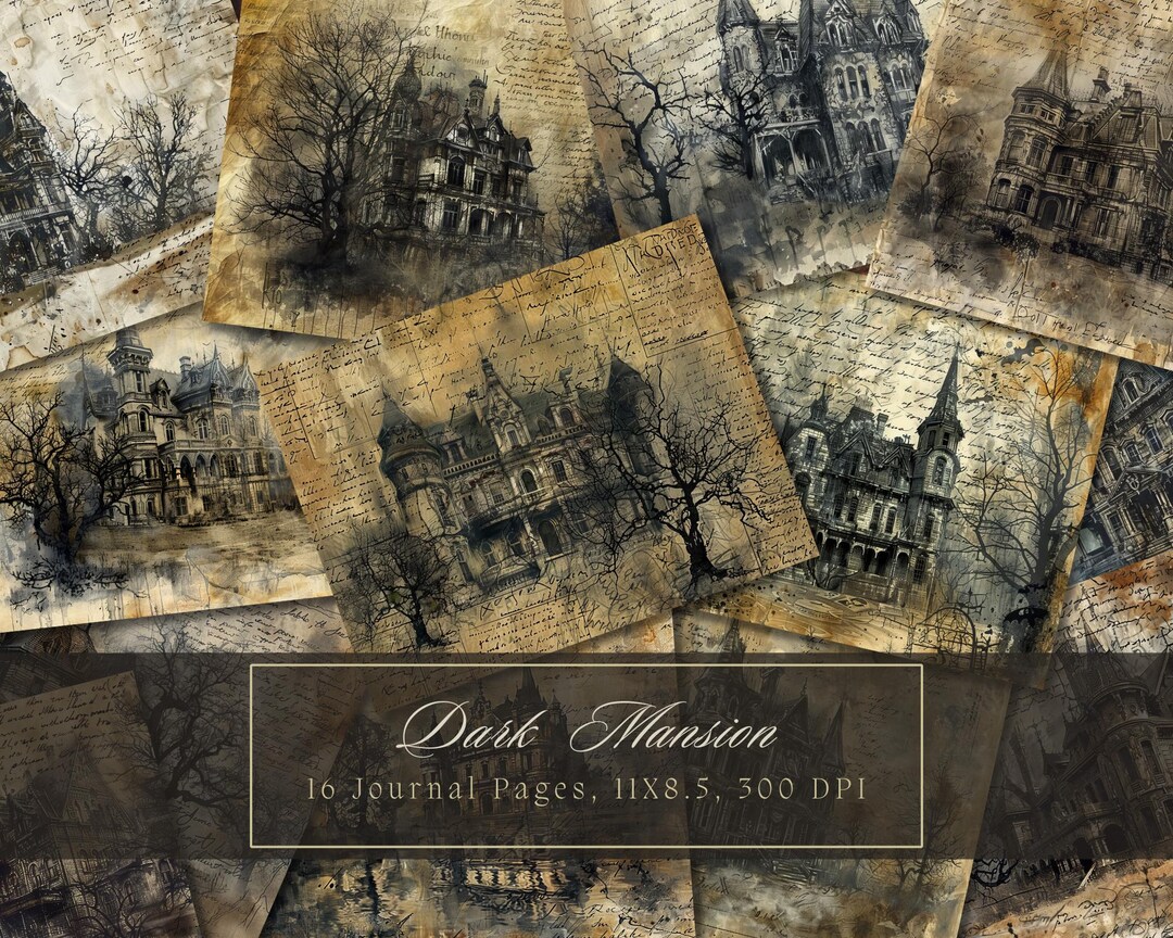 Haunted Mansion Junk Journal Kit Dark Vintage Ephemera Journal ...