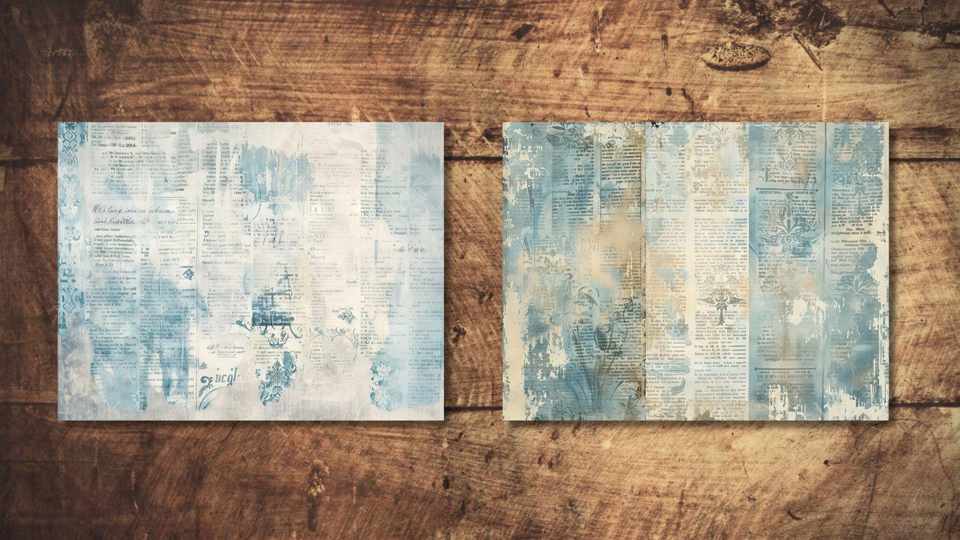 Blue Vintage Junk Journal Kit Digital Paper Texture Grunge Scrapbooking ...