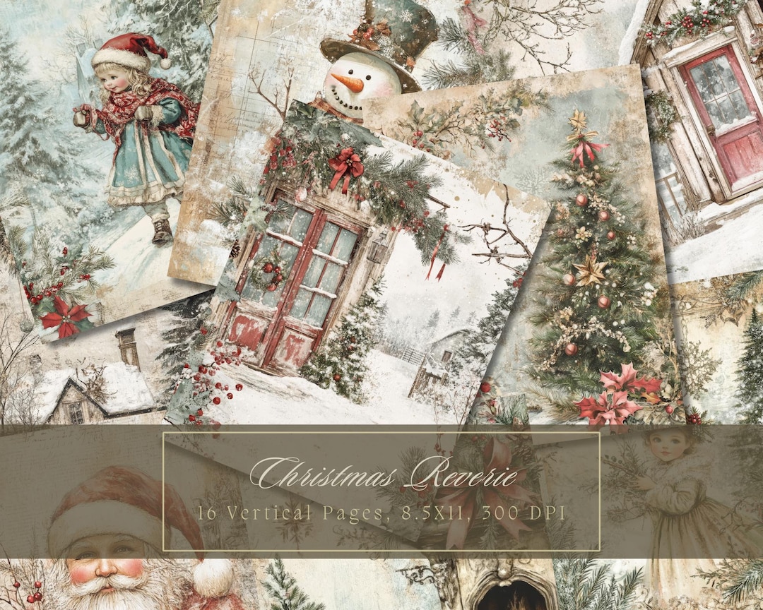 Christmas Stamperia Junk Journal Kit Pastel Vintage Ephemera Winter ...
