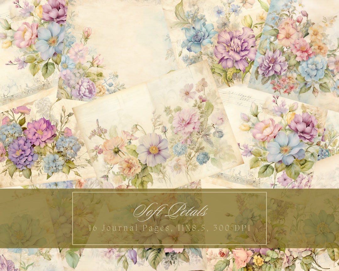 Vintage Wildflower Junk Journal Kit Printable Floral Pages Dreamy ...