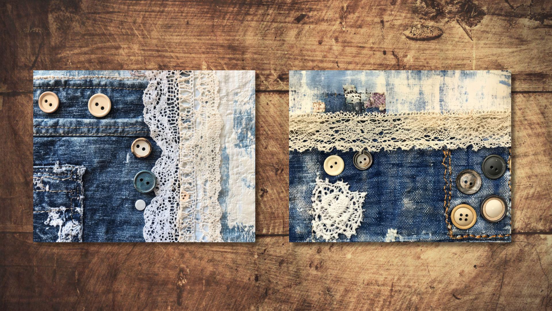 Denim Junk Journal Kit Textile Mix Collage Sheets Patchwork Digital ...