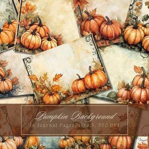 Aquarel pompoenen ongewenste dagboek Kit herfst achtergronden herfst digitaal papier scrapbooking afdrukbare lege pagina's afdrukbare shabby chic ephemera