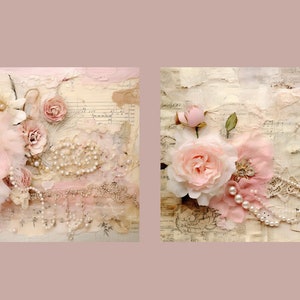 Shabby Chic Junk Journal Kit Pink Vintage Lace Ephemera Collage Sheets ...
