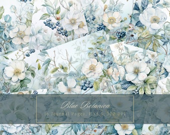 Kit diario floreale Diario da giardino Carta digitale per Scrapbooking Fiore di campo Vintage Diario stampabile botanico Pagina Fiore Download istantaneo