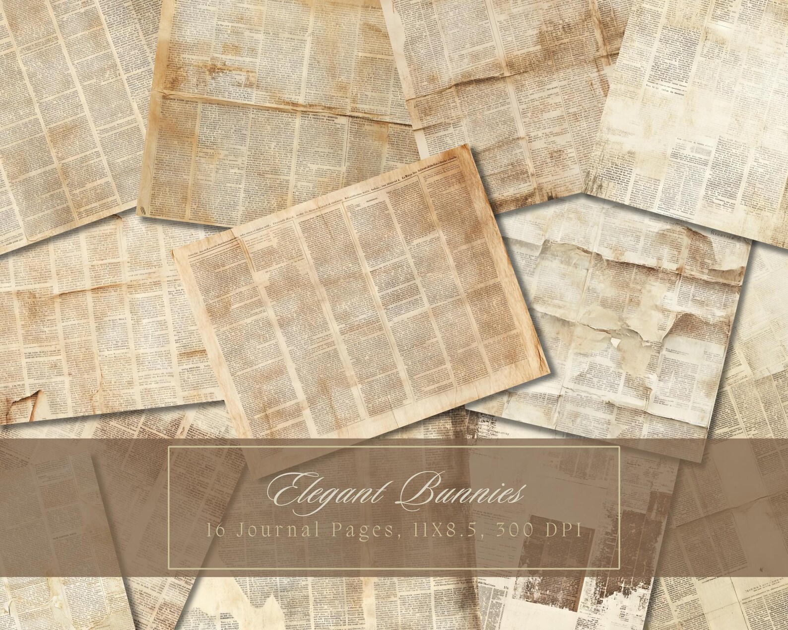 Vintage Paper Junk Journal Kit Brown Digital Paper Texture Grunge ...