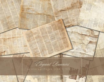 Vintage papel basura diario kit marrón papel digital textura grunge hojas scrapbooking vintage ephemera shabby páginas diario descarga instantánea
