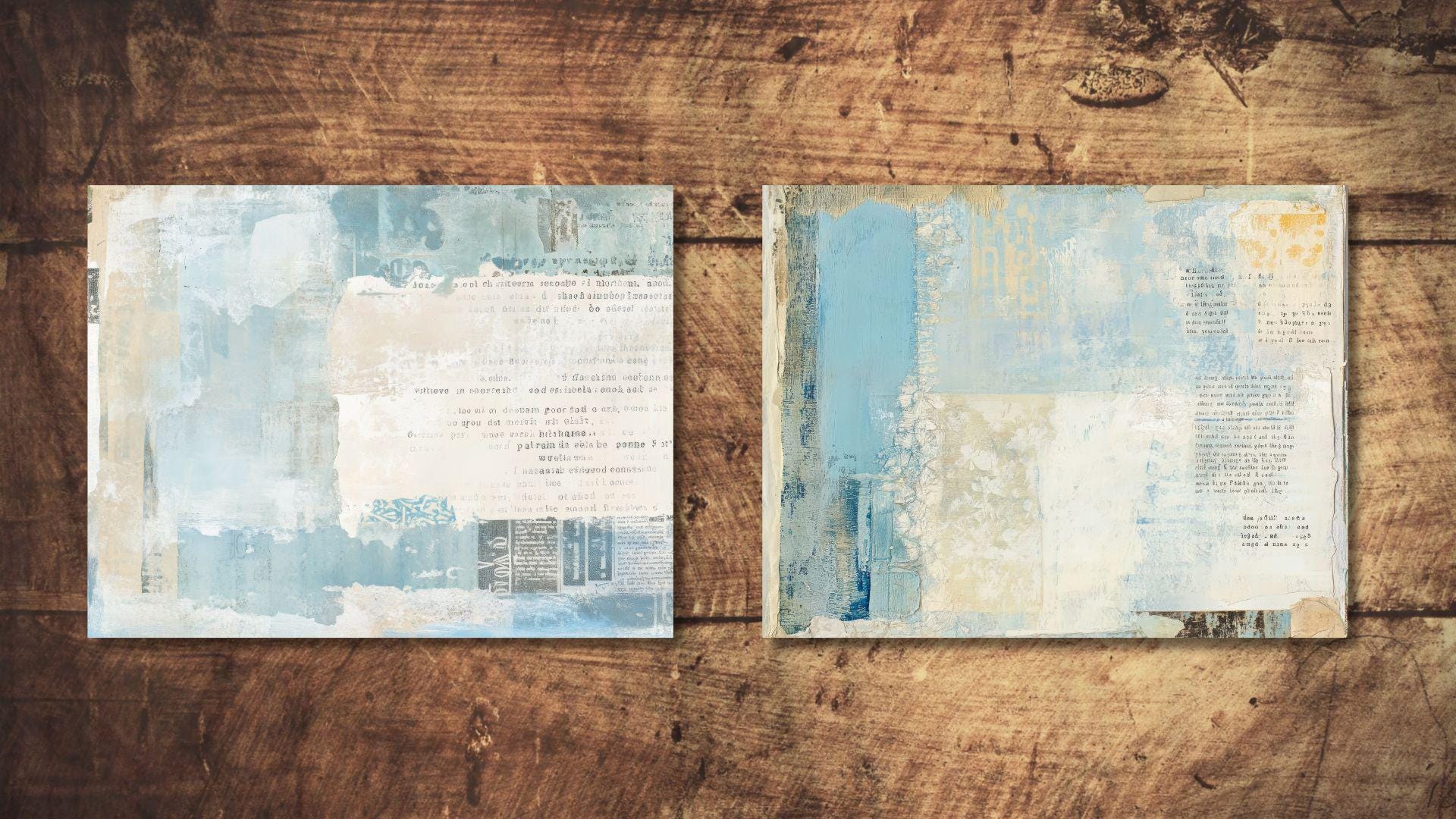 Blue Collage Junk Journal Kit Floral Digital Paper Texture Grunge ...