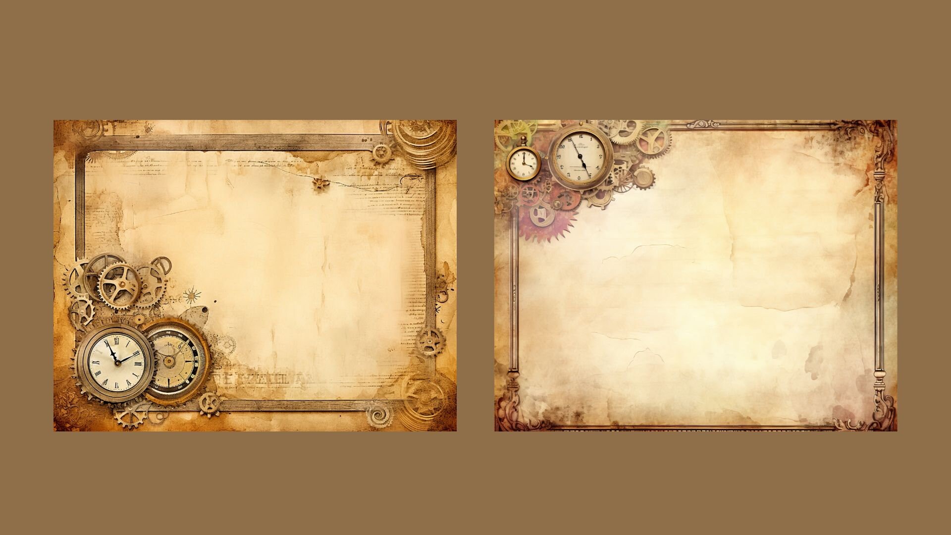Steampunk Clocks Printable Junk Journal Pages Vintage Grunge Paper ...