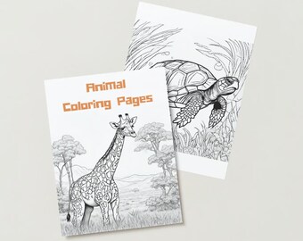 21 Animal Coloring Pages At Home Kids Entertainment Activity Relaxing Adult Coloring Book PDF to Print 21 Pages To Color Instant Download