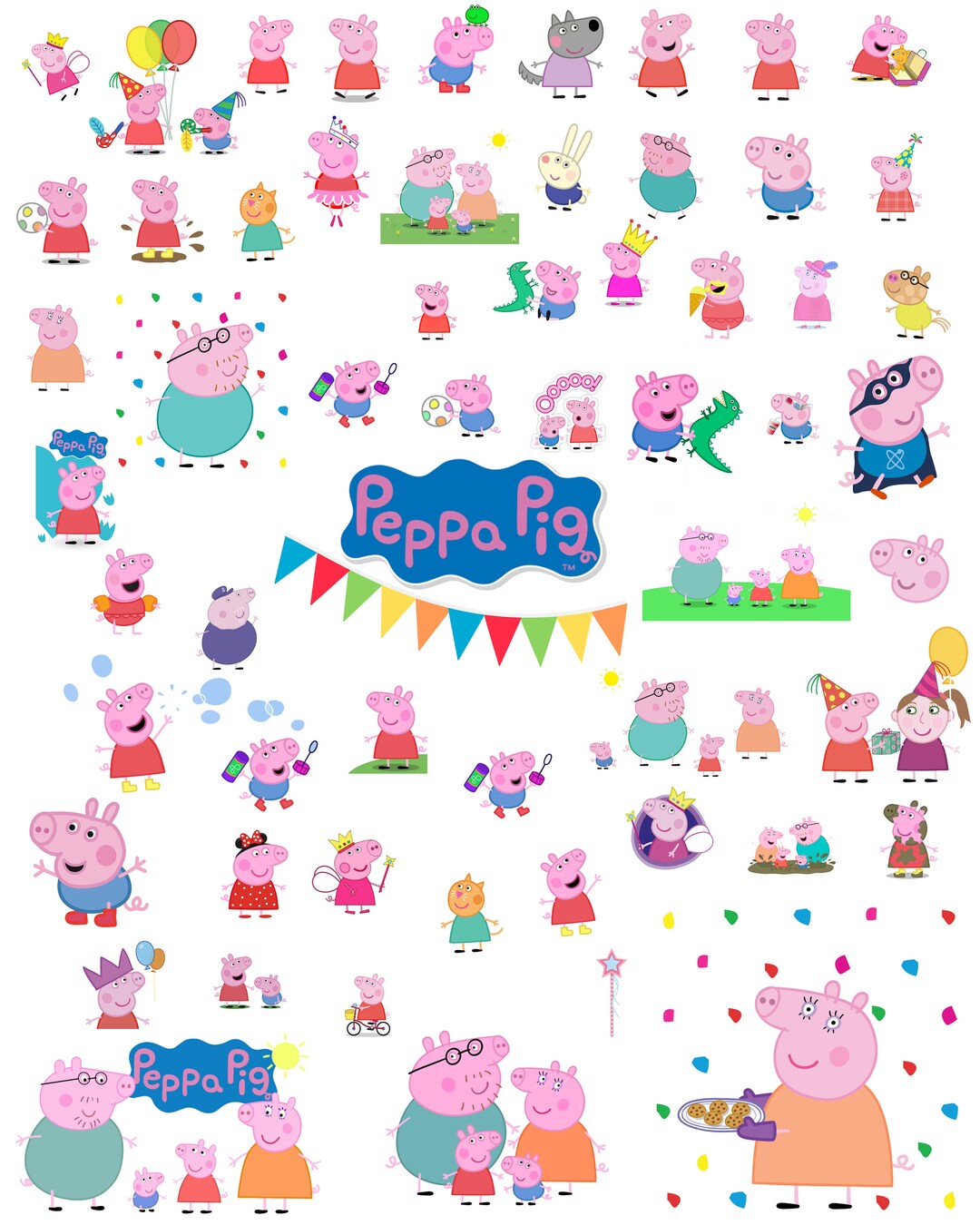 Peppa Pig Characters Cartoon Moovie svg-png-pdf Tshirt - Etsy