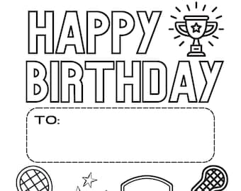 SOCCER: Kids Happy Birthday Card Coloring Sheet - Etsy