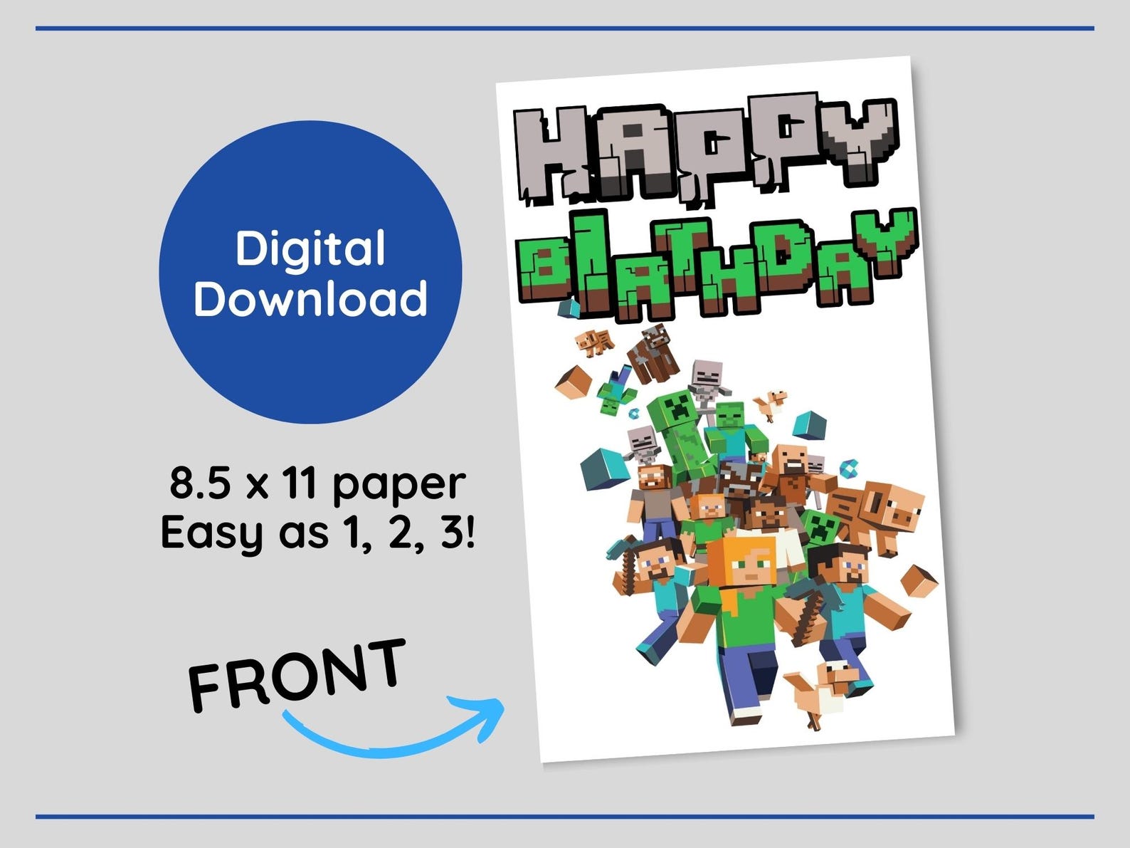 MINECRAFT: Happy Birthday Printable Card - Etsy