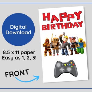 ROBLOX: Cartão de Feliz Aniversário para Imprimir