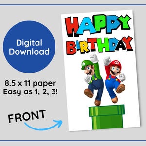 MARIO: Cartão de Feliz Aniversário para Imprimir