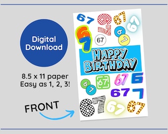 6,7! Biglietto di auguri stampabile di buon compleanno