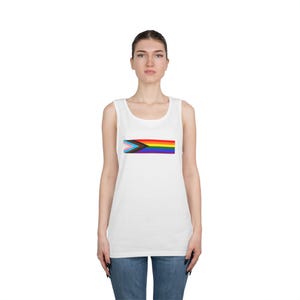 Pride Flag Unisex Heavy Cotton Tank Top, LGBTQ+ Apparel, Summer Wear, Festival Outfit, Gift for Pride Month, Comfortable Activewear