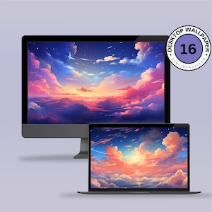 Pastel Pink Clouds Studio Ghibli Anime Wallpaper Cute Wallpaper Digital Background Desktop Fantasy Anime Lofi Aesthetic Desktop Wallpaper