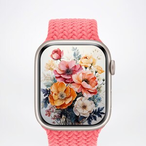 3D Floral Apple Watch Wallpaper Botanical Smartwatch Background Watercolor Flower Wallpaper Flower Aesthetics Screensaver Digital ONLY