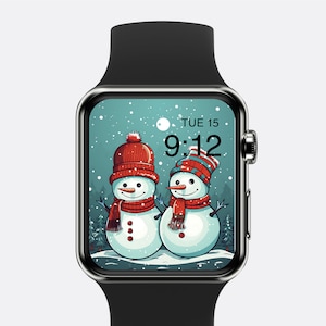Vintage Snowman Couple Apple Watch Christmas Watch Face Festive Watch Screensaver Festive Winter Aesthetics Darn Backgound Digital ONLY
