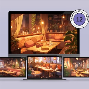 Lofi Janapense Cafe Anime Style Wallpaper Chill Aesthetic Wallpaper Orange Cafe Scene Twitch Overlay Desktop Wallpaper Cute Lofi Background