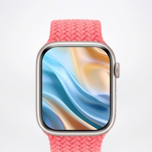 3D Pastel Waves Apple Watch Wallpaper, Gold Glitter Smartwatch Background, Gold Pearl Watch Face Silky Summer Vibe Aesthetics Digital ONLY