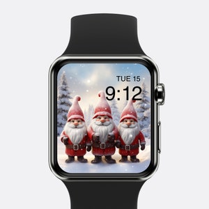 Gnomes Christmas Apple Watch Wallpaper Snow Winter Watch Background Santa Gnomes Watch Face Cute Festive Christmas Aesthetic Digital ONLY