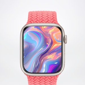 3D Liquid Waves Apple Uhren-Hintergrundbild, Glitzer-Smartwatch-Hintergrund, Pastellperlen-Uhr-Gesicht Seidige Sommer-Vibe-Ästhetik NUR digital