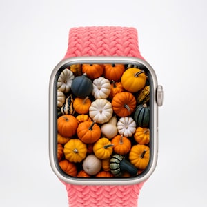 Fall Pumpkin Apple Watch Wallpaper Autumn Watch Face Pumpkin Halloween Flower Leaf Aesthetics Digital ONLY