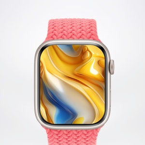 3D Liquid Waves Apple Watch Wallpaper, Glitzer Smartwatch Hintergrund, Pastel Pearl Watch Face Silky Summer Vibe Ästhetik Digital NUR
