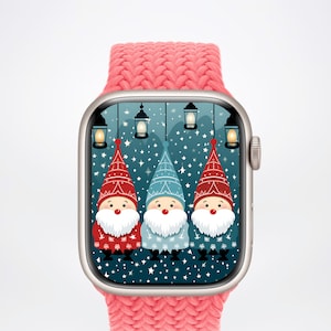 Santa Gnomes Apple Watch Wallpaper Christmas Smartwatch Background Winter Xmas Watch Face Cute Holiday Watch Screensaver Digital ONLY