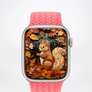 Cute Squirrel Apple Watch Wallpaper, Fall Smartwatch Background, Feminine Watch Face, Autumn Vibes Watch Screensaver Digital ONLY
